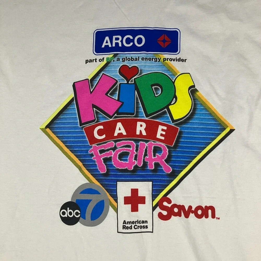 Gildan ARCO Kids Care‎ Fair T-Shirt Men's Large White Graphic Charity Tee